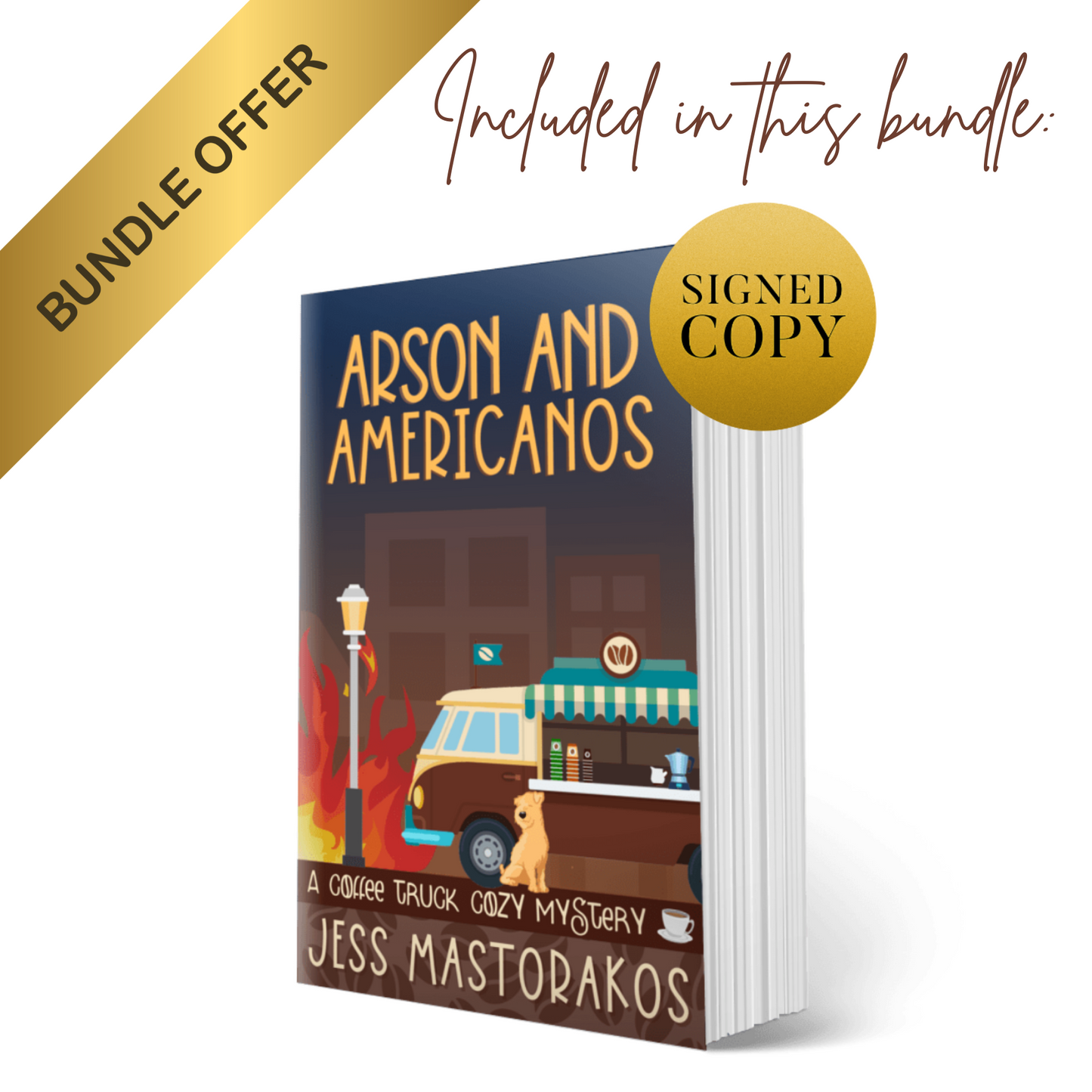 Coffee Truck Cozy Mysteries - Signed Paperback + Sticker Pack Bundle
