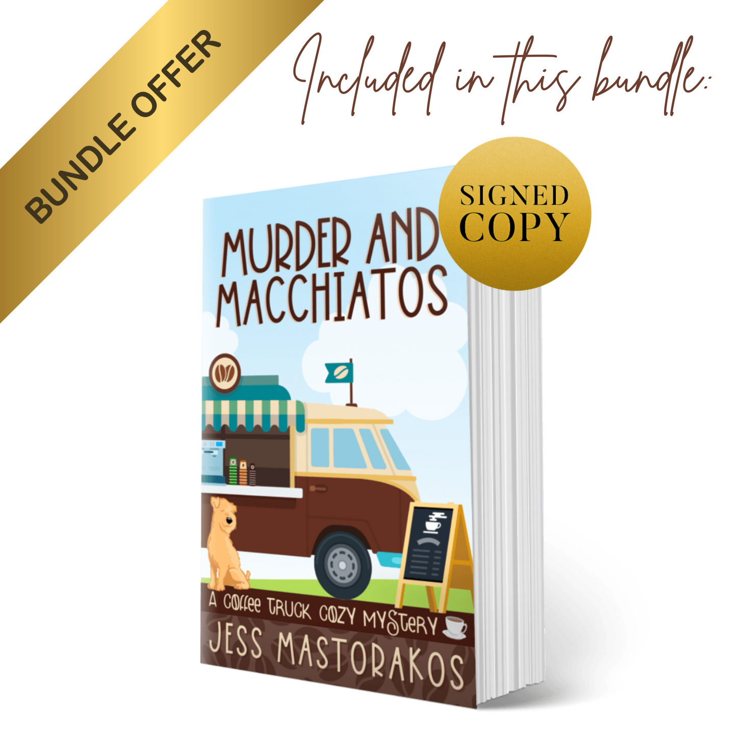 Coffee Truck Cozy Mysteries - Signed Paperback + Sticker Pack Bundle