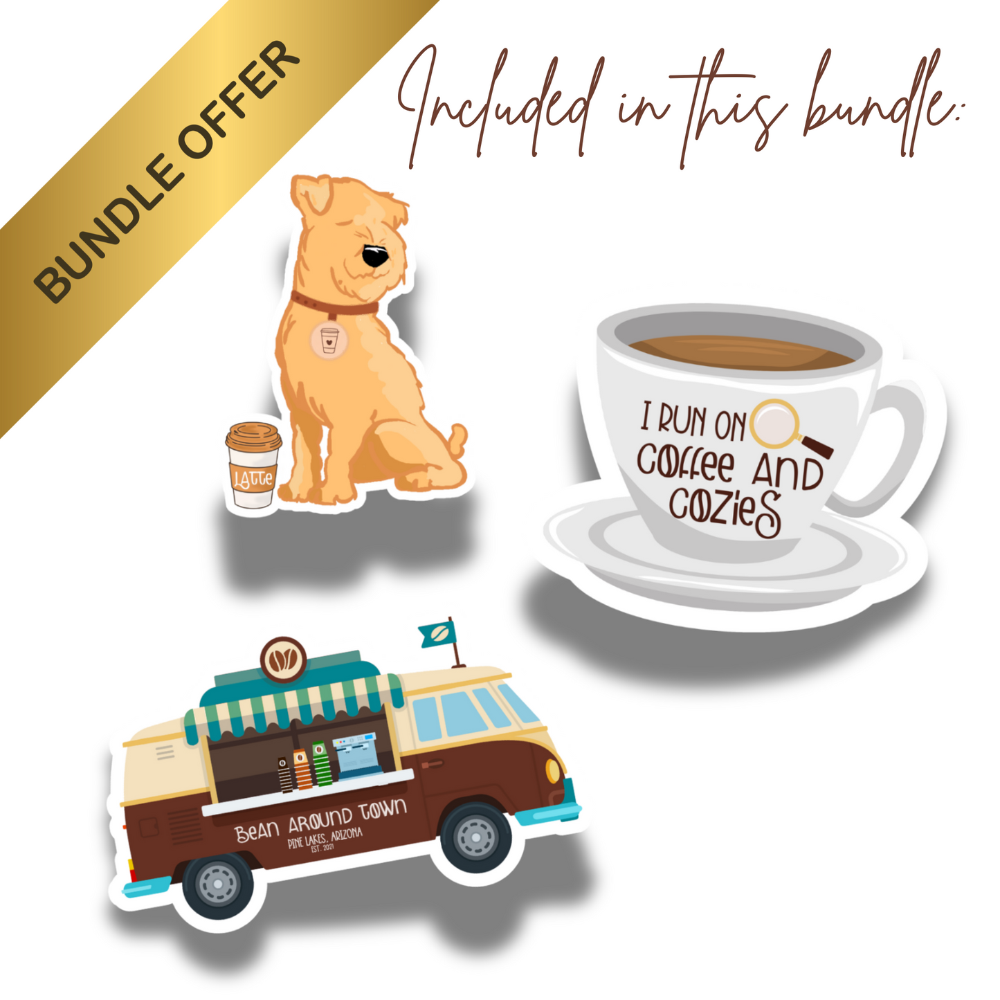 Coffee Truck Cozy Mysteries - Signed Paperback + Sticker Pack Bundle