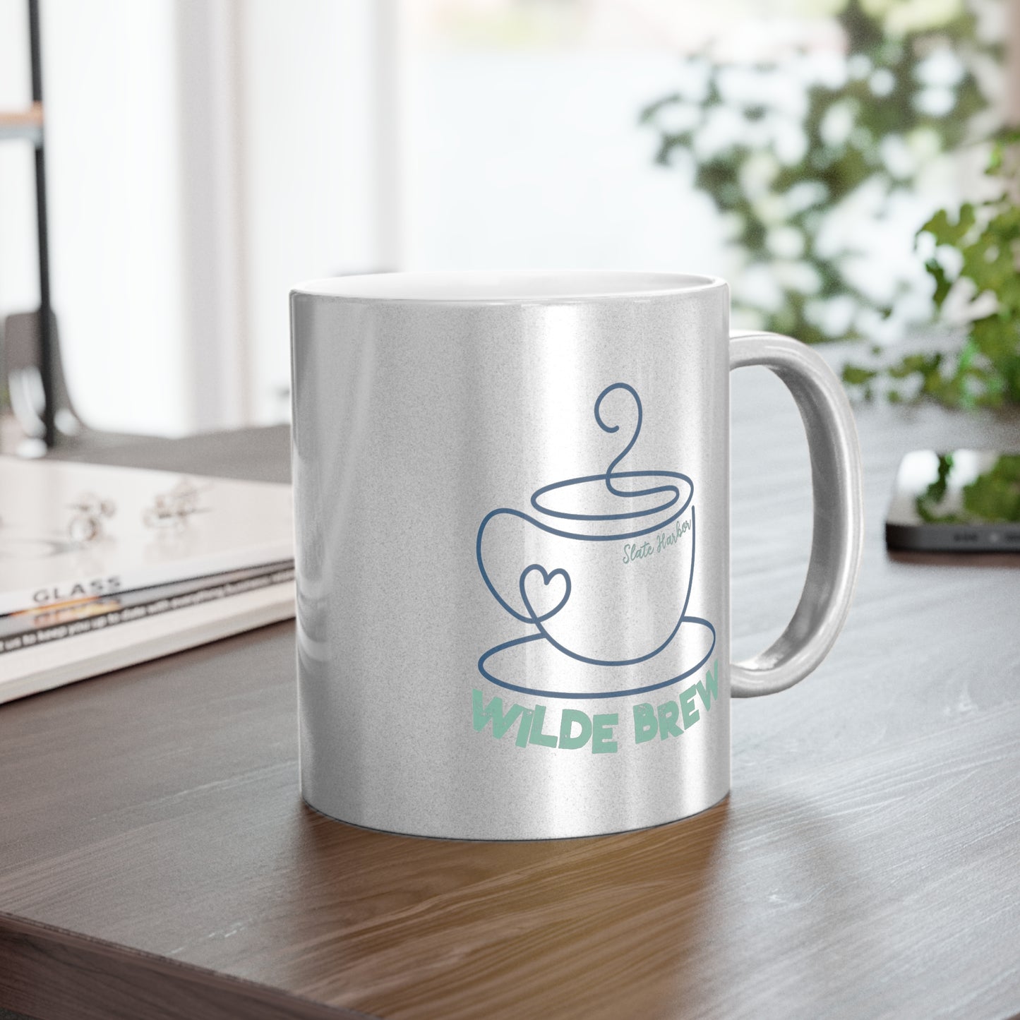 Metallic Mug - Wilde Brew Coffee Shop Logo from My Vigilante Valentine - Book Merch