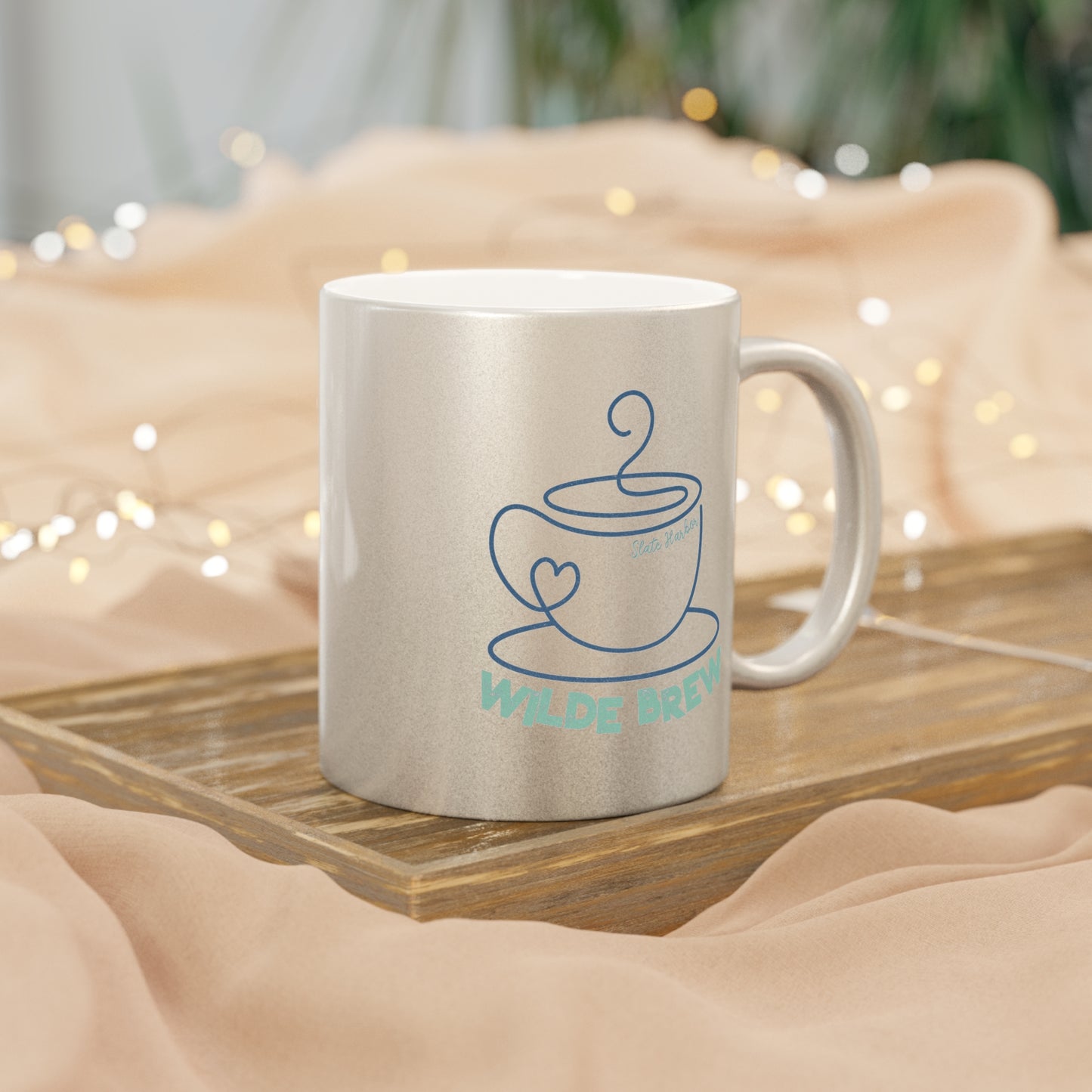Metallic Mug - Wilde Brew Coffee Shop Logo from My Vigilante Valentine - Book Merch